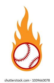Vector illustration of baseball ball with simple flame shape. Ideal for sticker, decal, sport logo and any kind of decoration.