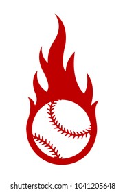 Vector illustration of baseball ball with simple flame shape. Ideal for sticker, decal, sport logo and any kind of decoration.