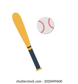 Ilustración vectorial del bate de béisbol y la pelota.