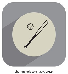 Vector illustration of baseball bat and ball
