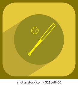Vector illustration of baseball bat and ball