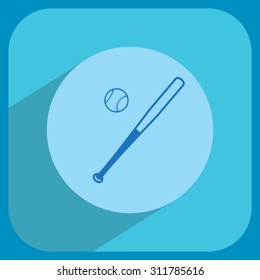 Vector illustration of baseball bat and ball