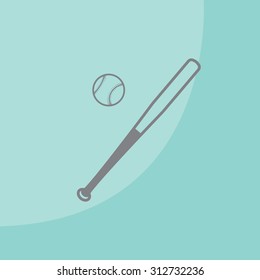 Vector illustration of baseball bat and ball