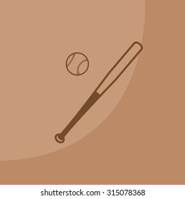 Vector illustration of baseball bat and ball