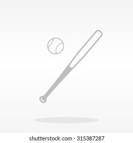 Vector illustration of baseball bat and ball
