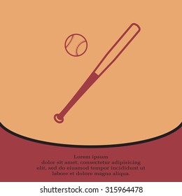 Vector illustration of baseball bat and ball
