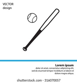 Vector illustration of baseball bat and ball