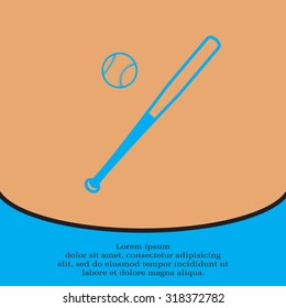 Vector illustration of baseball bat and ball