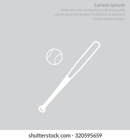 Vector illustration of baseball bat and ball