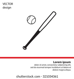 Vector illustration of baseball bat and ball