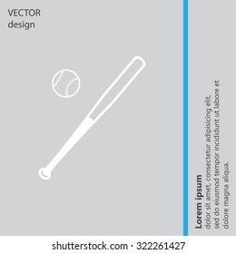 Vector illustration of baseball bat and ball