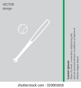 Vector illustration of baseball bat and ball