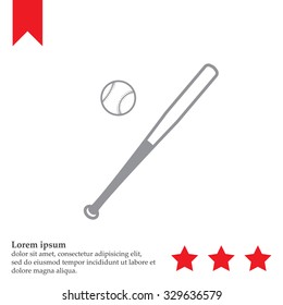 Vector illustration of baseball bat and ball