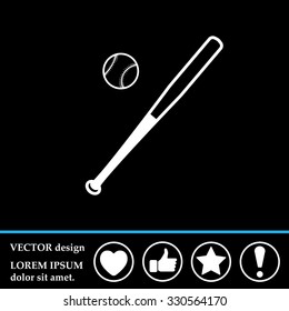 Vector illustration of baseball bat and ball