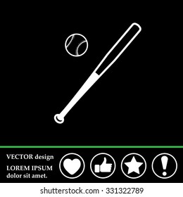 Vector illustration of baseball bat and ball