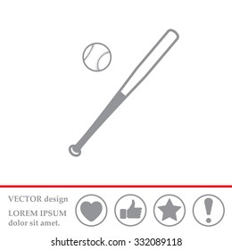 Vector illustration of baseball bat and ball