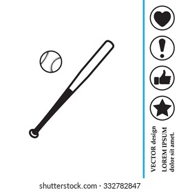 Vector illustration of baseball bat and ball
