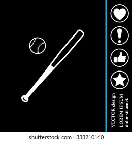 Vector illustration of baseball bat and ball