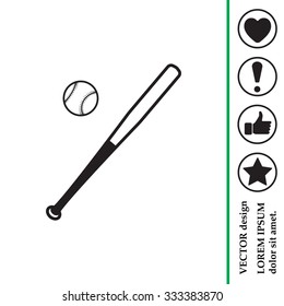 Vector illustration of baseball bat and ball
