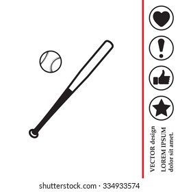 Vector illustration of baseball bat and ball