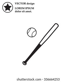 Vector illustration of baseball bat and ball
