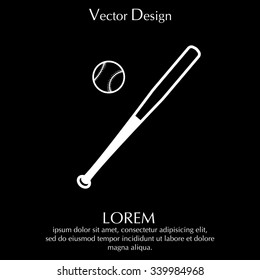 Vector illustration of baseball bat and ball