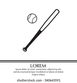 Vector illustration of baseball bat and ball