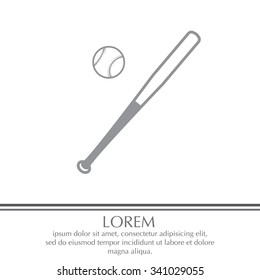 Vector illustration of baseball bat and ball