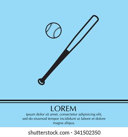 Vector illustration of baseball bat and ball