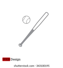 Vector illustration of baseball bat and ball