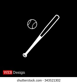 Vector illustration of baseball bat and ball