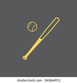 Vector illustration of baseball bat and ball