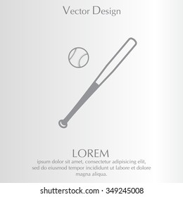 Vector illustration of baseball bat and ball
