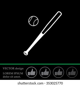 Vector illustration of baseball bat and ball