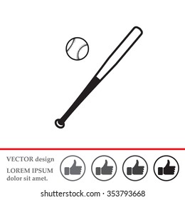 Vector illustration of baseball bat and ball