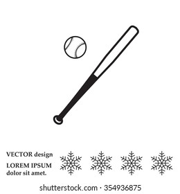 Vector illustration of baseball bat and ball