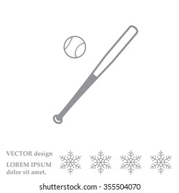 Vector illustration of baseball bat and ball