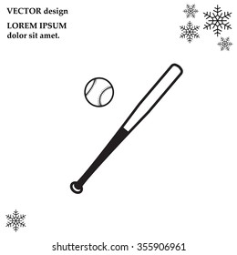 Vector illustration of baseball bat and ball