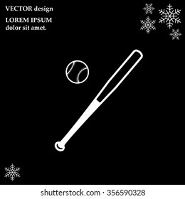 Vector illustration of baseball bat and ball