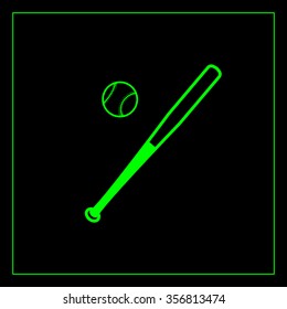 Vector illustration of baseball bat and ball