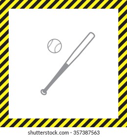 Vector illustration of baseball bat and ball