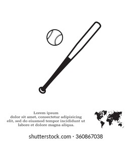 Vector illustration of baseball bat and ball