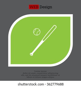 Vector illustration of baseball bat and ball
