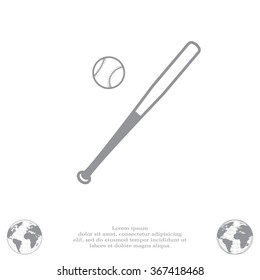 Vector illustration of baseball bat and ball