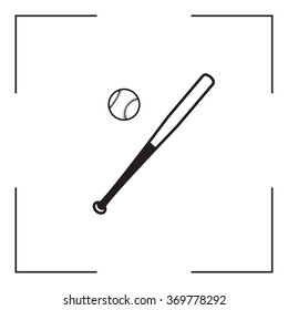 Vector illustration of baseball bat and ball