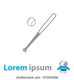 Vector illustration of baseball bat and ball
