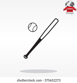 Vector Illustration Of Baseball Bat And Ball