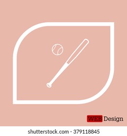 Vector illustration of baseball bat and ball