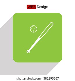Vector illustration of baseball bat and ball