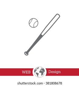 Vector illustration of baseball bat and ball